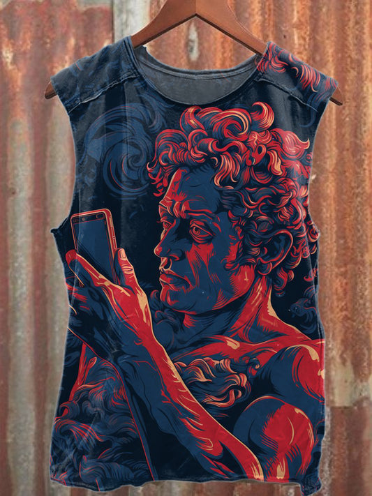 Gorgeous Statue Print Casual Cotton Tank Top