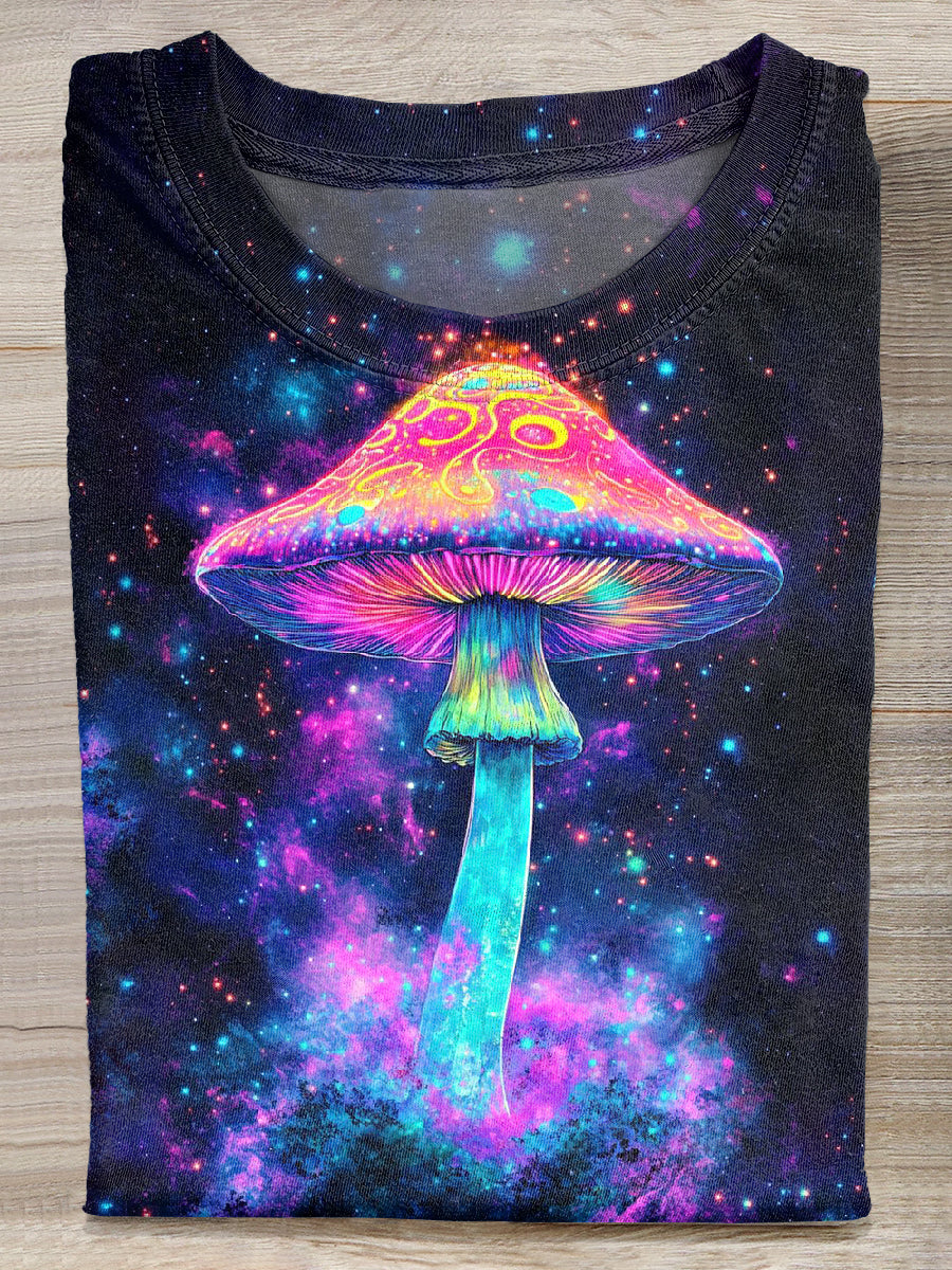 Fantasy Mushroom Print Casual Short Sleeve T-Shirt