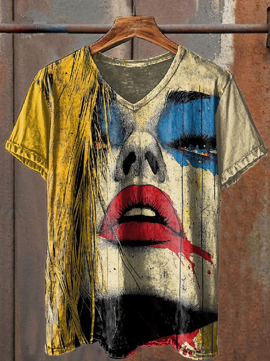 Retro Pop Graffiti Print Casual Cotton T-Shirt