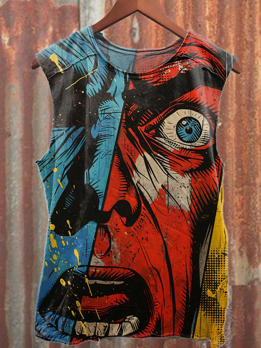 Retro Pop Graffiti Print Casual Cotton Tank Top