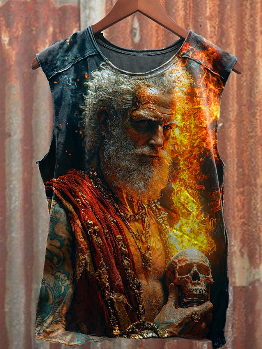 Men's Casual Old Man Printed Tank Top