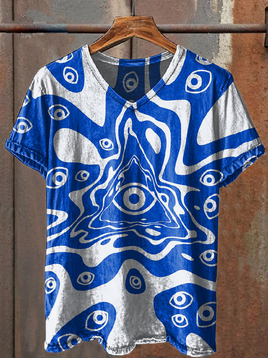 Vintage Skull Print Casual V-Neck Loose T-Shirt
