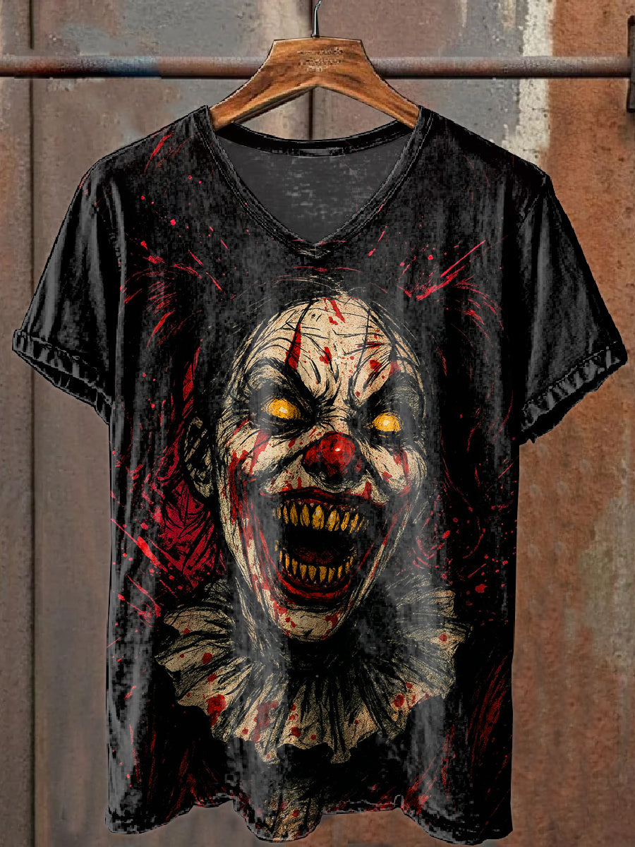 Vintage Skull Print Casual V-Neck Loose T-Shirt