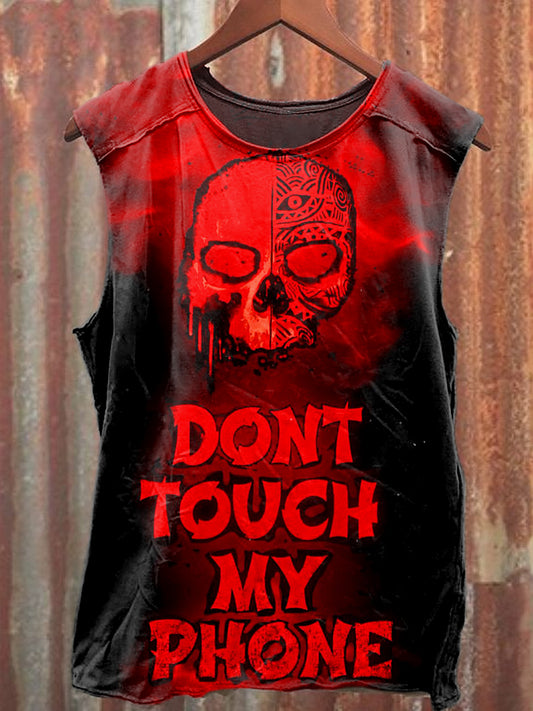 Men's Casual Funny Skull Printed Tank Top