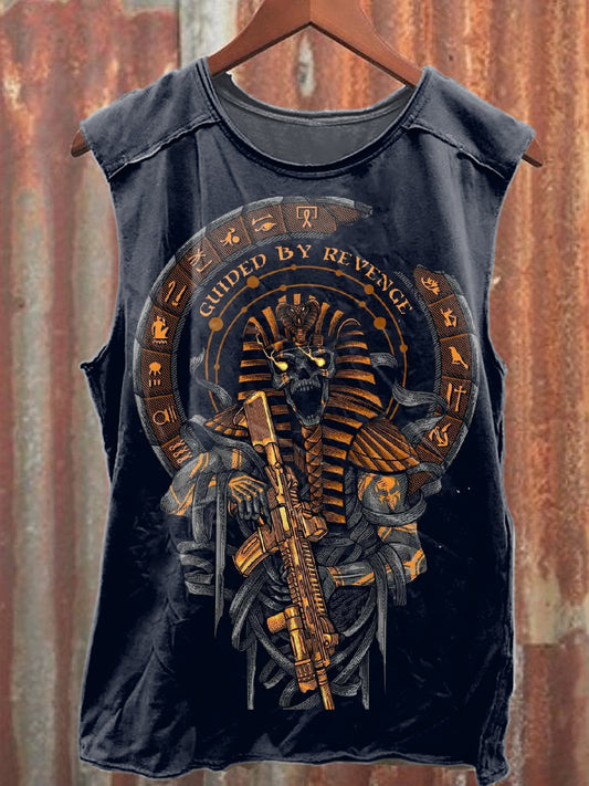 Retro Graffiti Print Casual Pure Cotton Tank Top