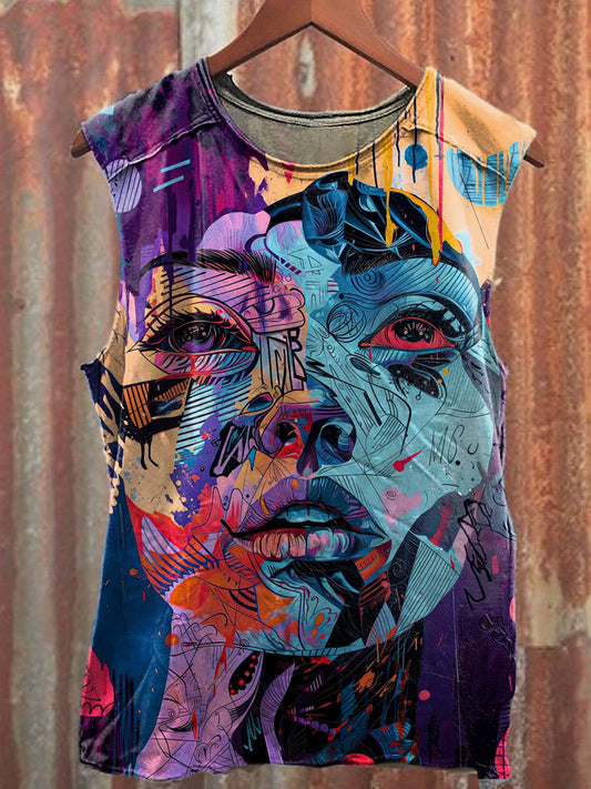 Men's Casual Portrait Printed Tank Top