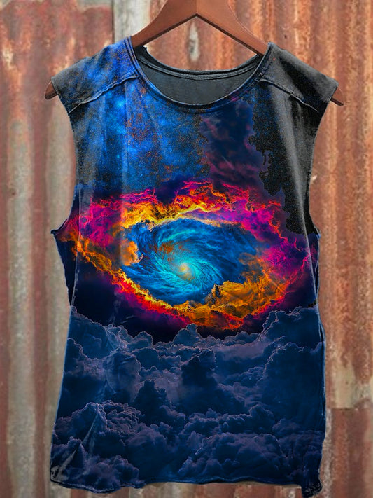 Men's Casual Colorful Starry Sky Printed Tank Top