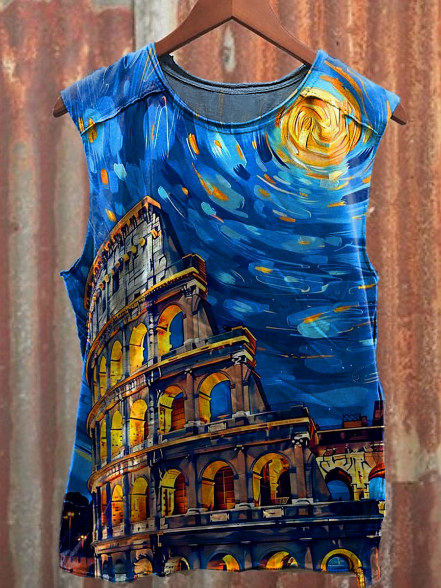 Men's Casual Oil Painting Printed Tank Top