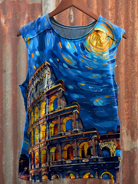 Men's Casual Oil Painting Printed Tank Top