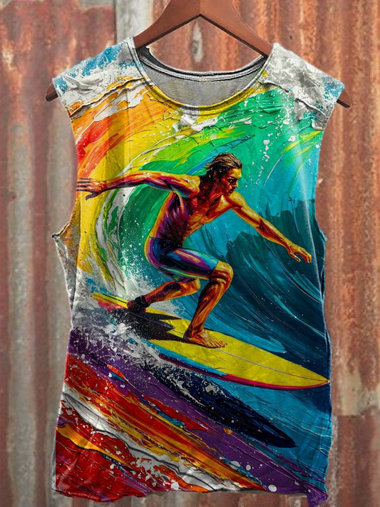 Men's Casual Colorful Surfing Printed Tank Top