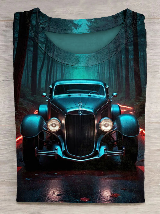 Car Printed Vintage Fashion Loose Short Sleeve T-Shirt