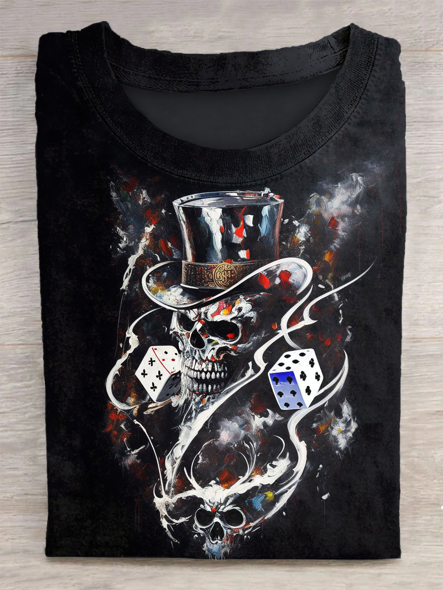 Skull Printed Vintage Fashion Loose Short Sleeve T-Shirt