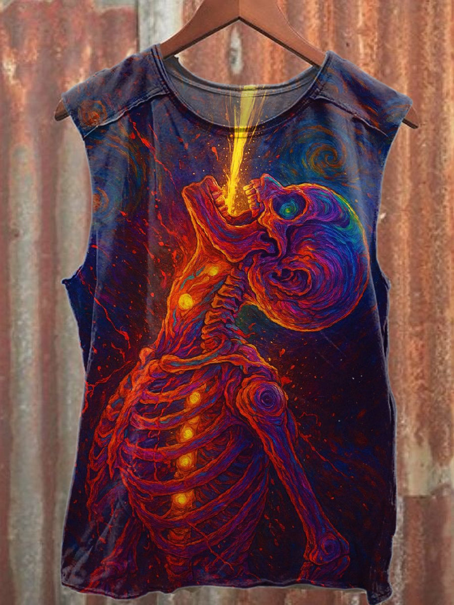 Retro Pop Graffiti Print Casual Cotton Tank Top