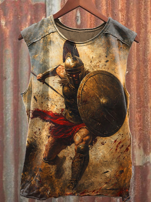 Men's Casual Spartan Warrior Printed Tank Top