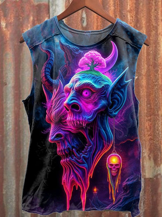 Retro Pop Graffiti Print Casual Cotton Tank Top