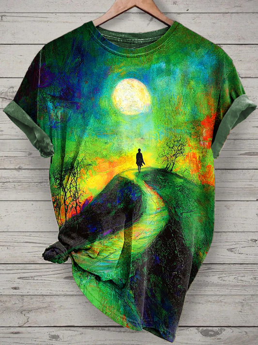 Unisex Art Printed Vintage Fashion Loose Short Sleeve T-Shirt