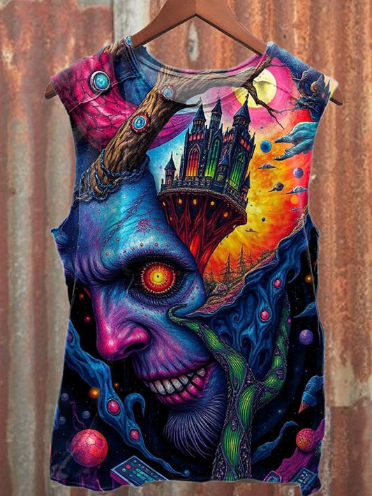 Retro Pop Graffiti Print Casual Cotton Tank Top