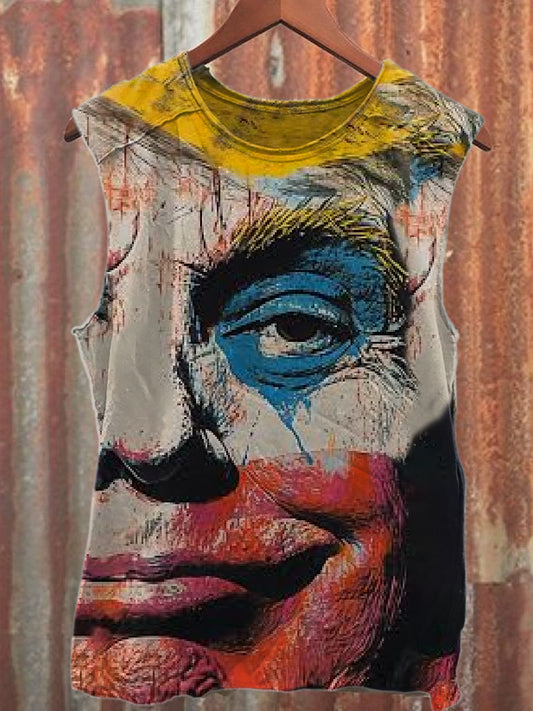 Retro Pop Graffiti Print Casual Cotton Tank Top