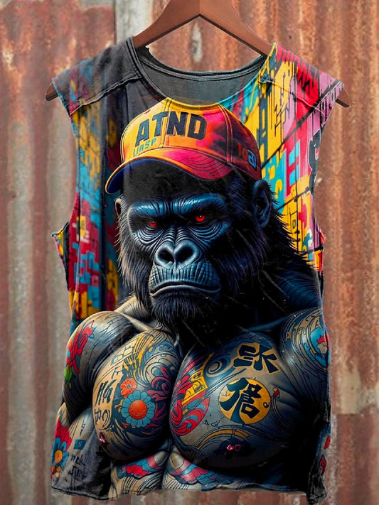 Men's Casual Gorilla Printed Tank Top