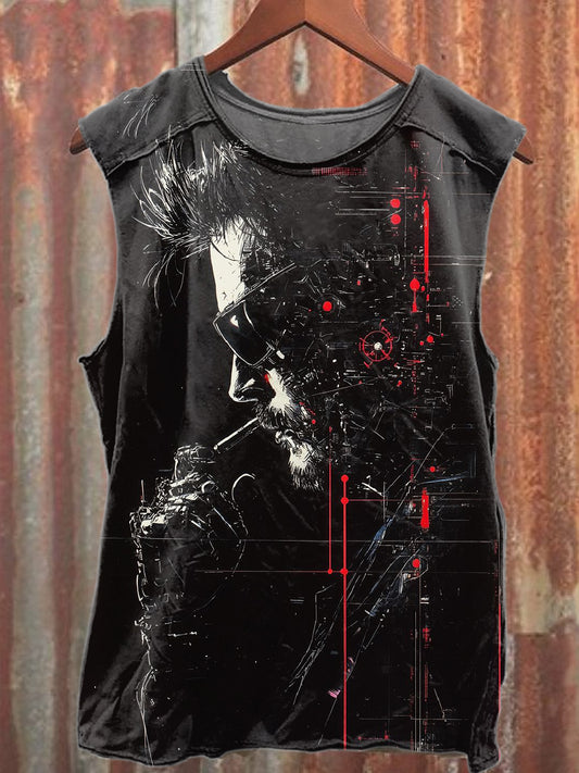 Gorgeous Future Mechanical Style Casual Pure Cotton Tank Top