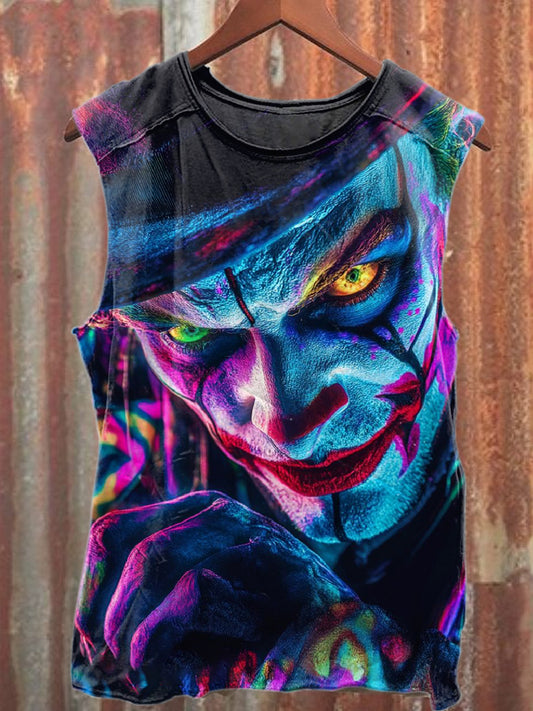 Gorgeous Graffiti Clown Print Casual Pure Cotton Tank Top