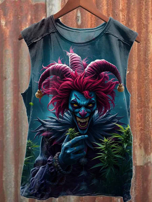 Vintage Joker Marijuana Print Casual Cotton Tank Top