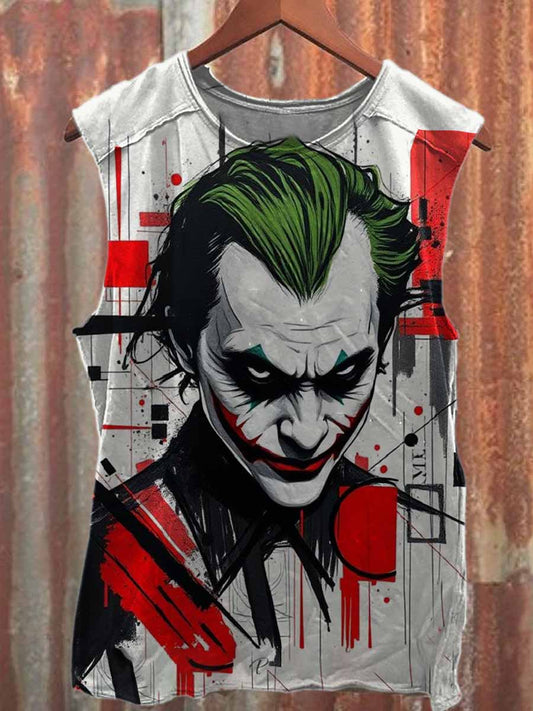 Retro Pop Graffiti Clown Print Casual Cotton Tank Top