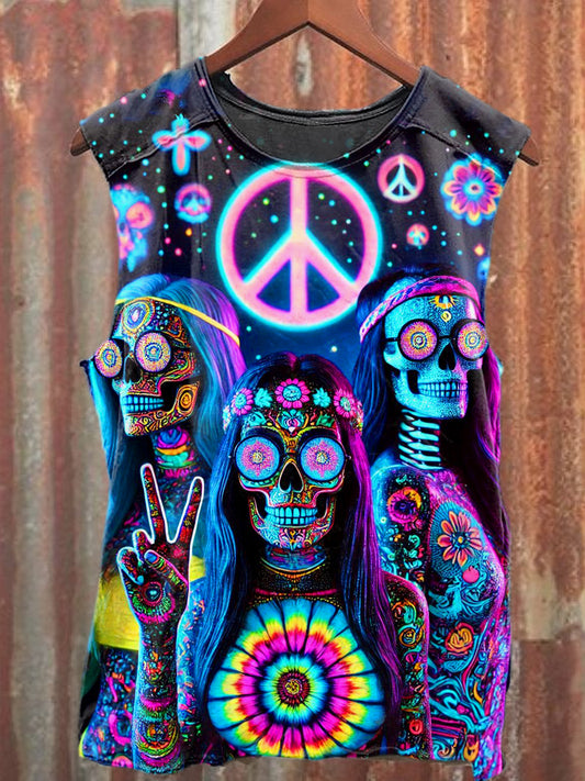 Men's Casual Colorful Skull Printed Tank Top
