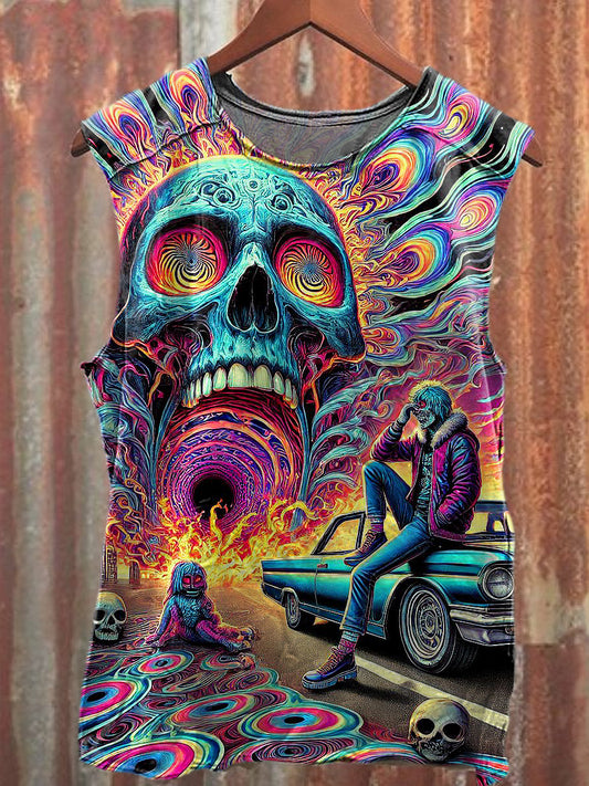 Men's Casual Colorful Skull Printed Tank Top