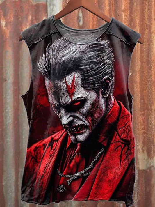 Vintage Devil Print Casual Cotton Tank Top