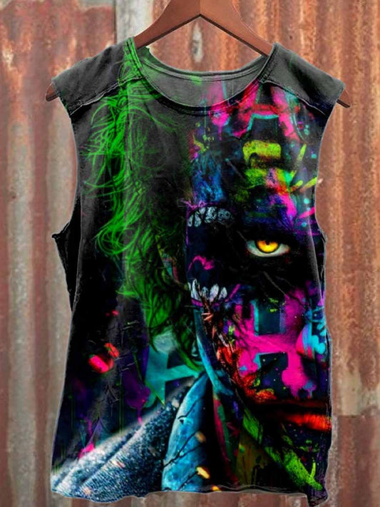 Retro Pop Graffiti Clown Print Casual Cotton Tank Top