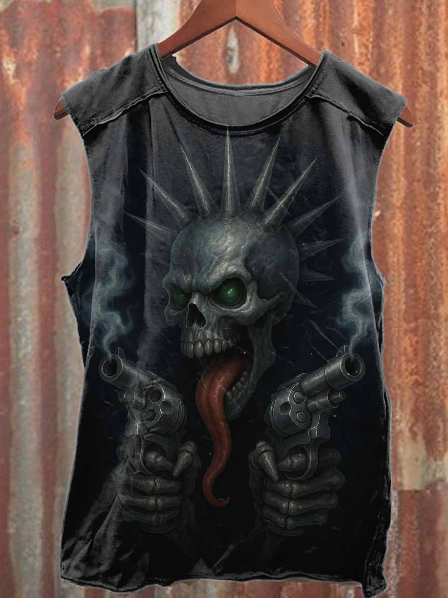 Retro Pop Crown Print Casual Cotton Tank Top