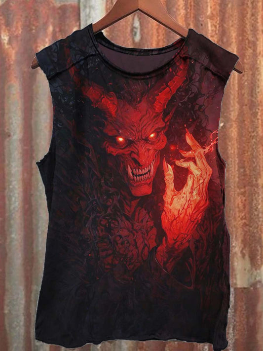 Dark Devil Print Casual Vest Top