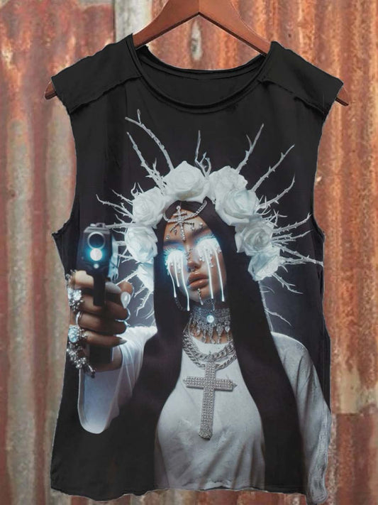 Art Abstract Print Casual Vest Top