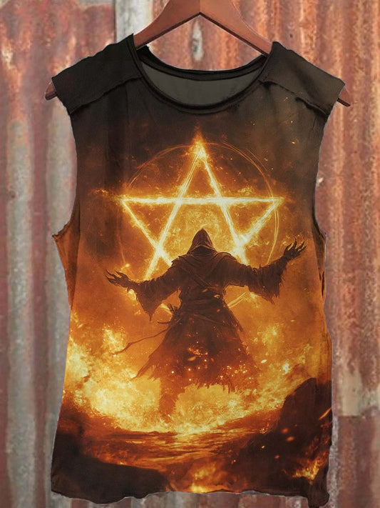 Wizard Print Casual Vest Top