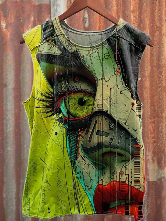 Retro Pop Graffiti Print Casual Cotton Tank Top