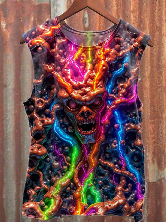 Retro Pop Graffiti Print Casual Cotton Tank Top