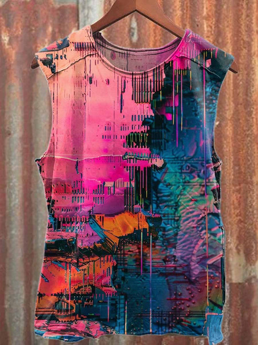 Retro Pop Graffiti Print Casual Cotton Tank Top