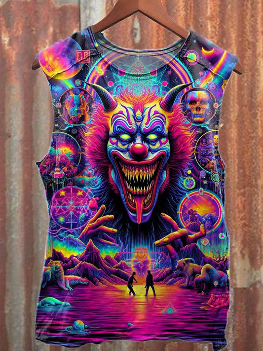 Fantasy Clown Graffiti Print Casual Cotton Tank Top