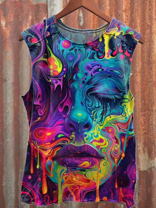 Retro Pop Graffiti Print Casual Cotton Tank Top