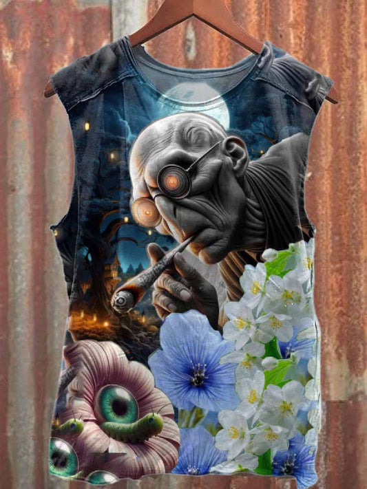 Fantasy Graffiti Print Casual Cotton Tank Top
