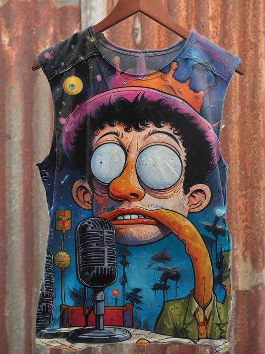 Fantasy Graffiti World Printed Casual Cotton Tank Top