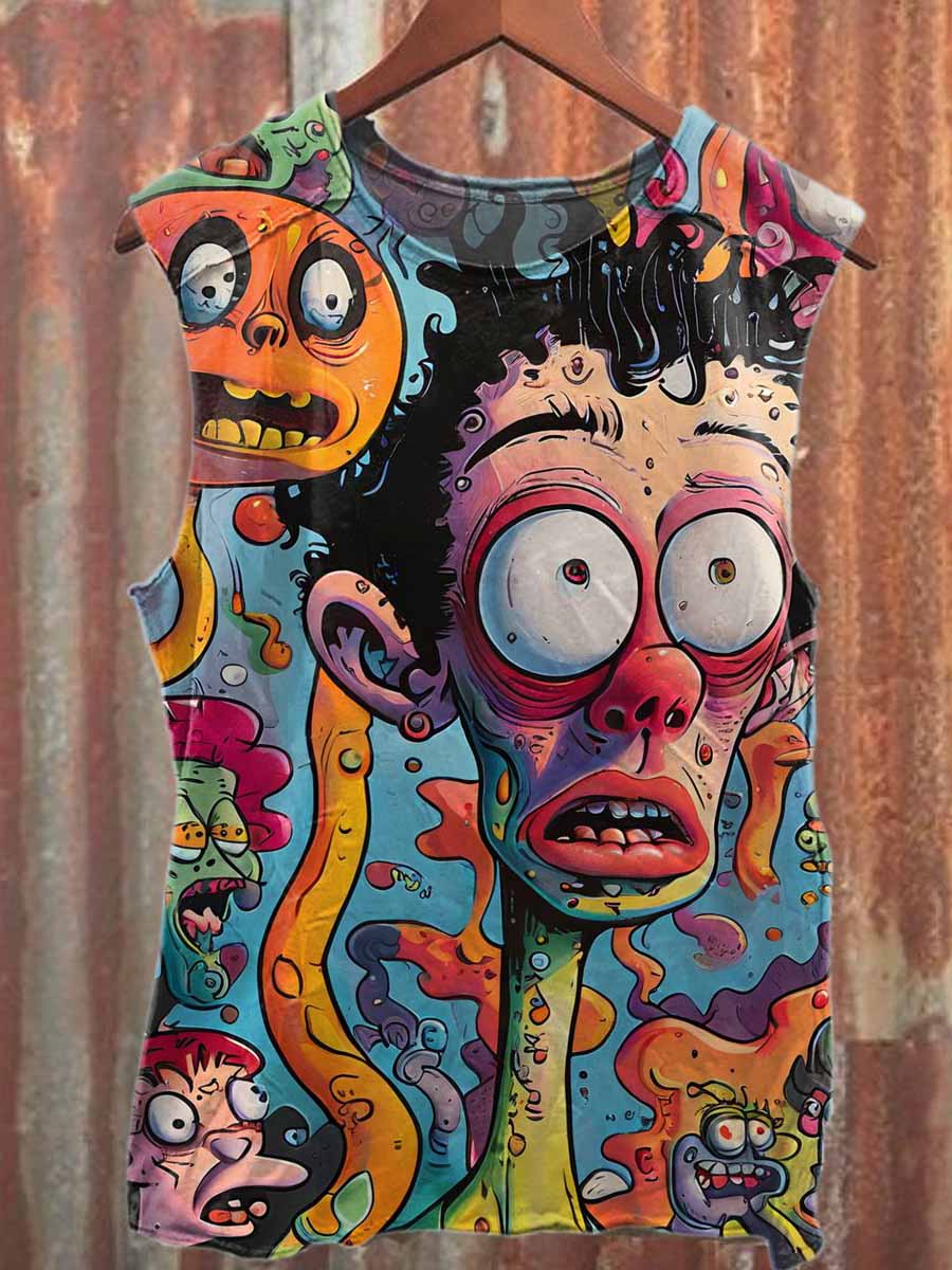 Fantasy Graffiti World Printed Casual Cotton Tank Top