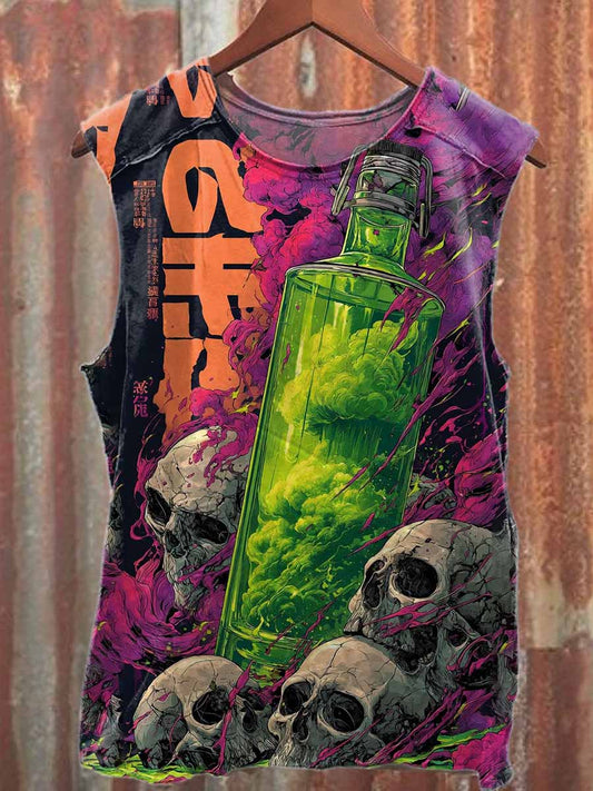 Retro Graffiti Print Casual Cotton Tank Top