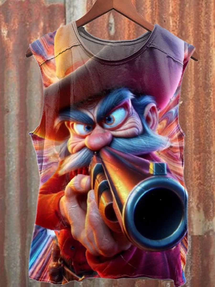 Pop Graffiti Print Casual Cotton Tank Top