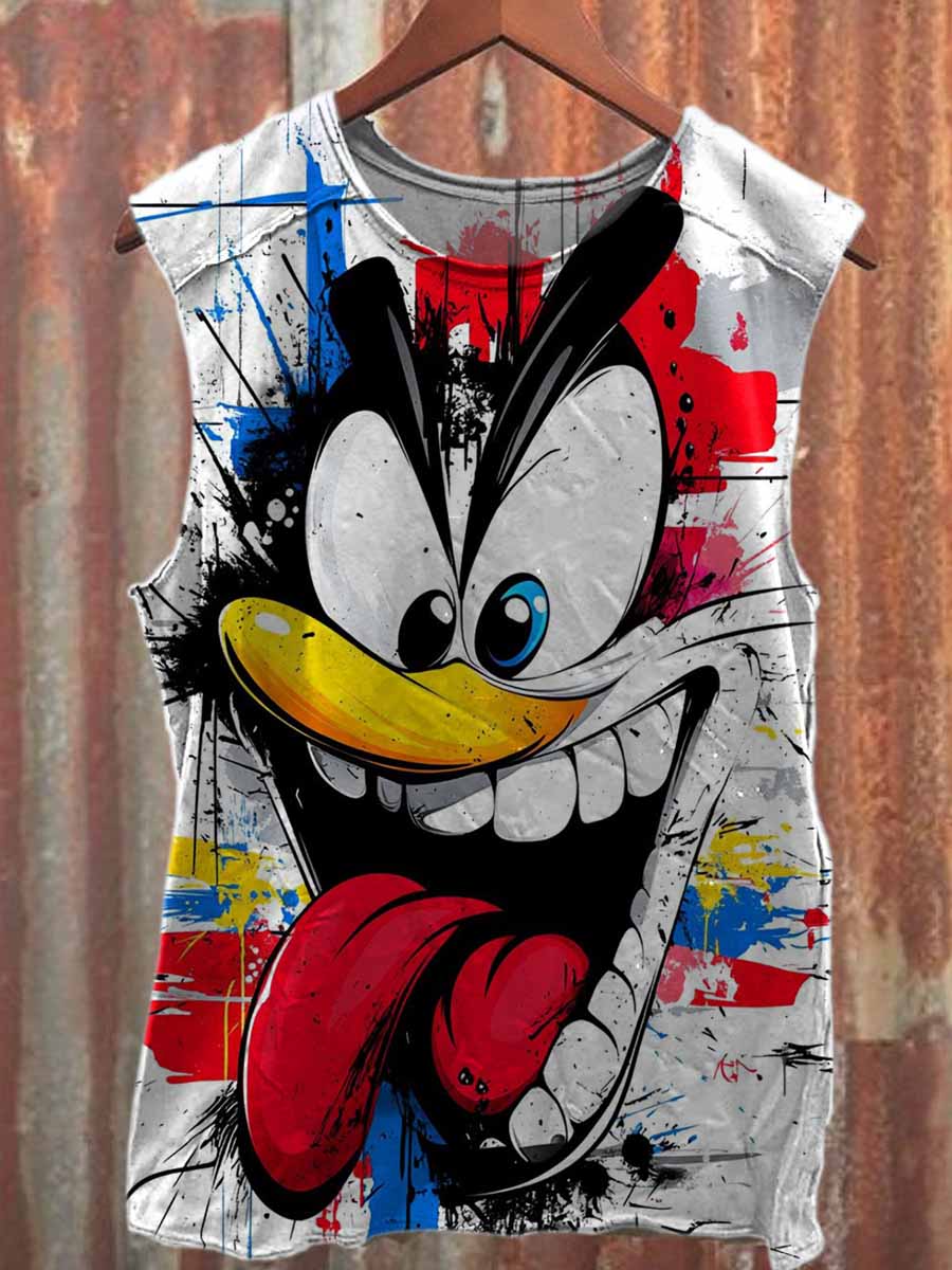 Pop Graffiti Print Casual Cotton Tank Top