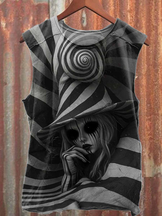 Fantasy Circus Clown Print Casual Cotton Tank Top