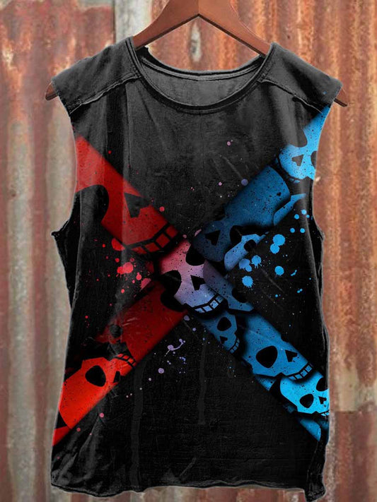 Vintage Graffiti Print Casual Cotton Tank Top