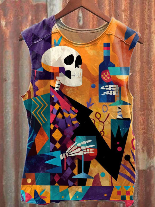 Retro Geometric Skull Casual Leisure Cotton Tank Top