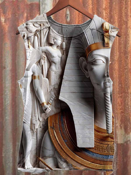 Retro 3D Sculpture Printed Casual Cotton Tank Top